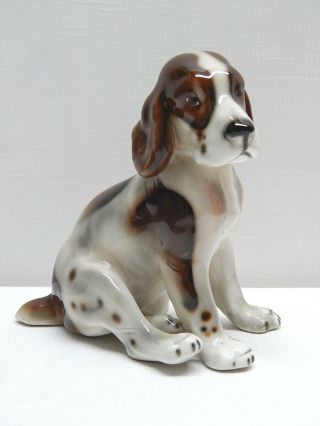 Lovely Antique Wien Keramos Austria Porcelain Spaniel Dog Figurine