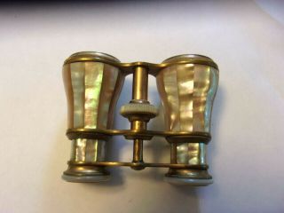 Early Paris French Antique Mother Of Pearl Brass Theater Opera Glasses