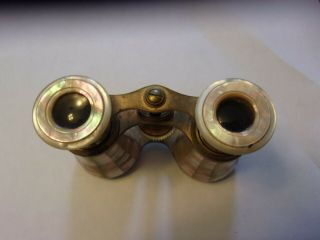 Early Paris French Antique Mother Of Pearl Brass Theater Opera Glasses 4