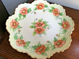 Antique Hand Painted Poppy Porcelain Gilded China Plate circa 1916 4