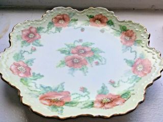 Antique Hand Painted Poppy Porcelain Gilded China Plate circa 1916 5