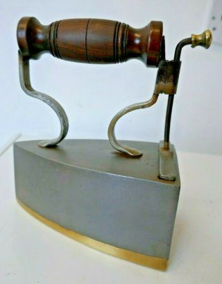Small Heavy Antique Coal Powered Brass & Iron Clothes Iron (Doorstop) 2