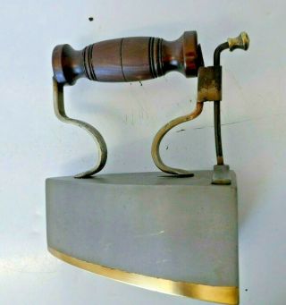 Small Heavy Antique Coal Powered Brass & Iron Clothes Iron (Doorstop) 8