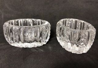 Matching Antique Set Of 2 Pressed Clear Glass Salt Cellars Pinch Dips Bowls 1g