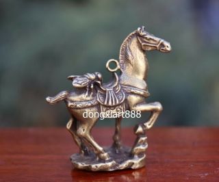 6 Cm Pure Bronze The Fly On China Zodiac Fengshui Animal Equine Horse Pendants