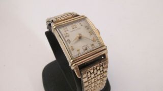 Antique Art Deco Men 14k Yellow Gold Fill Hamilton 19J Wristwatch.  Ser 163375 NR 3