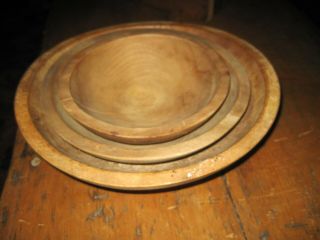 Antique Wooden Nesting Bowls Set Of 3 Slightly Out Of Round