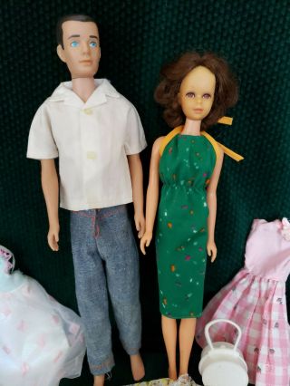 Vintage 1960’s Barbie Brunette Stacey Ken Francie Doll & Case 11 Outfits & Coat 2