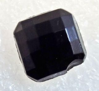 Antique Leo Popper Glass Button Black Faceted Square BF 2