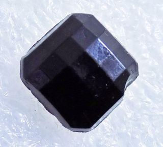 Antique Leo Popper Glass Button Black Faceted Square BF 3