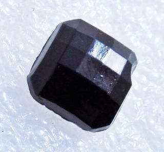 Antique Leo Popper Glass Button Black Faceted Square BF 4