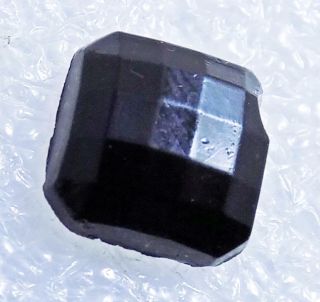 Antique Leo Popper Glass Button Black Faceted Square BF 5