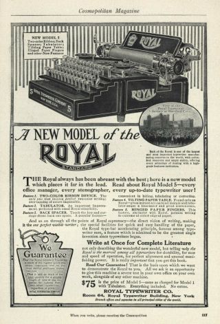 1911 Royal Typewriter Vintage Advertisement - Model 5 Introduced