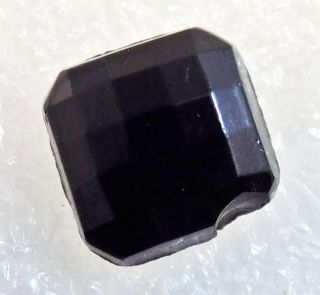 Antique Leo Popper Glass Button Black Faceted Square Fb