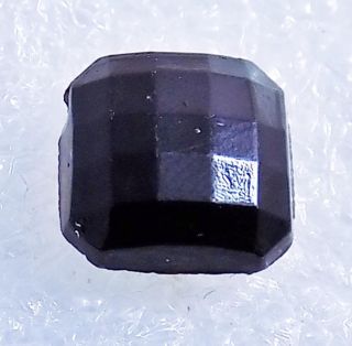 Antique Leo Popper Glass Button Black Faceted Square FB 2