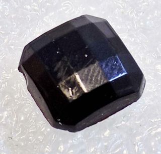 Antique Leo Popper Glass Button Black Faceted Square FB 3