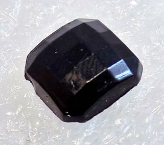 Antique Leo Popper Glass Button Black Faceted Square FB 4