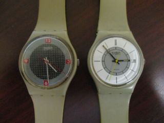 Two Vintage 1984 Swatches " Grey Markers " & " Pirelli " W/free Batteries &
