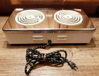 Vintage Manning Bowman Portable Two Burner Electric Stove Camping 3