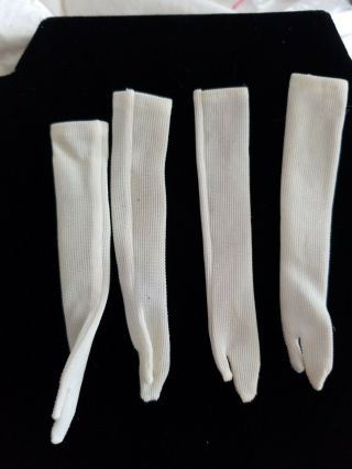 (2) Pair Barbie Doll White Long Tricot Gloves Vintage 1960 