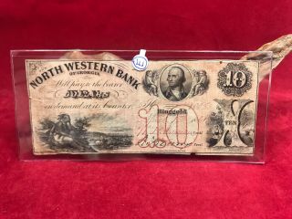 Antique 1861 Northwestern Bank Of Georgia $10 Ringgold Obsolete Note