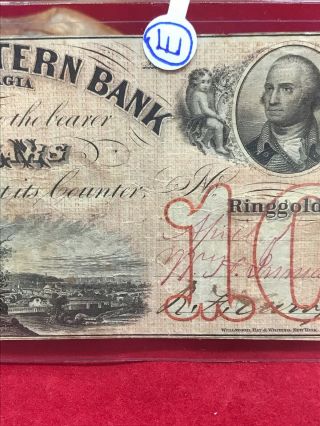 ANTIQUE 1861 NORTHWESTERN BANK OF GEORGIA $10 RINGGOLD OBSOLETE NOTE 2