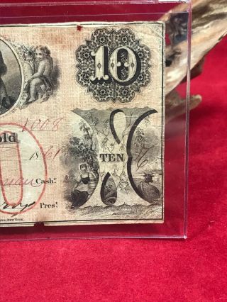 ANTIQUE 1861 NORTHWESTERN BANK OF GEORGIA $10 RINGGOLD OBSOLETE NOTE 4