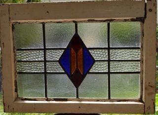 Antique Leaded English Stained Glass Window Wood Frame England Old House 33