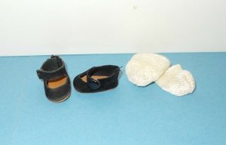 Vintage Madame Alexander - Kins Black Side Snap Shoes & Nylon Socks,  Ginny Muffie 4