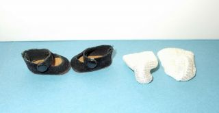 Vintage Madame Alexander - Kins Black Side Snap Shoes & Nylon Socks,  Ginny Muffie 5