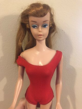 Htf 1962 Red Titan Swirl Ponytail Barbie With Red Suit And Bonus Wedding Dress