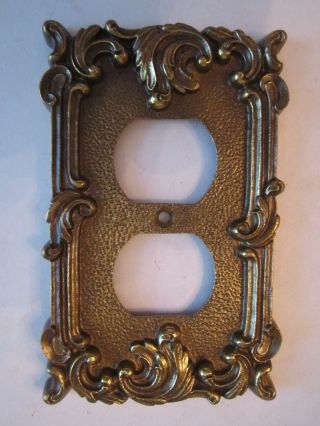 Antique Double Wall Plate - Solid Brass - Heavy - 5 " X 3 " - Decorative
