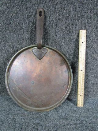 Antique French Copper Cooking Pot Pan Lid.  Fits 10 " Diameter,  France