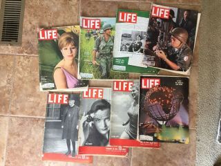 8 Antique Life Magazines - 1936 - 44 - 47 - 64 - World Fair - Ww2 - Nam - Raines - Oswald - Streisan