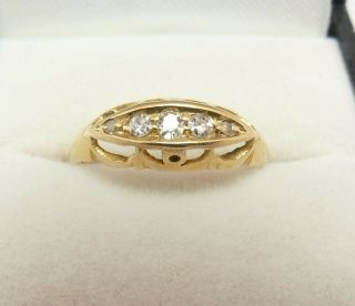 Hallmarked Birmingham 1910 18ct Gold & Diamond Set Antique Ring Size Uk J