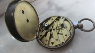 Antique Key Wind & Set Silver Pocket Watch Engraved Case Running Fine