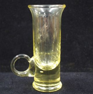 Set Of 5 Antique Elegant Yellow Clear Glass Handled Cordials Liquor Glasses 4