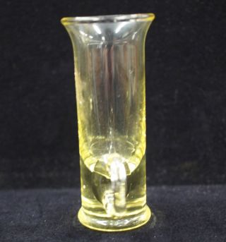 Set Of 5 Antique Elegant Yellow Clear Glass Handled Cordials Liquor Glasses 5