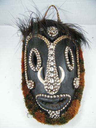 Tambanum Village Papua Guinea 19 " Spirit Mask Carved Wood/shells 3170