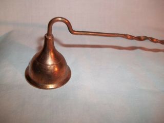 Vintage Copper Candle Snuffer Twisted Handle 11 Inch Patina Aged