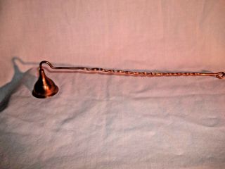 Vintage Copper Candle Snuffer Twisted Handle 11 Inch Patina Aged 2