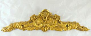 14 " Large French Gilded Bronze Louis Xv Pediment Hardware Furniture Salvage