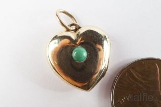 Antique English 9k Gold Turquoise Heart Shape Locket Charm Pendant C1900