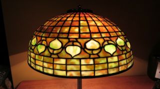 Tiffany Studios Lamp 1900s Acorn Favrile Glass & Bronze