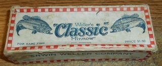 Early Weller Classic Minnow Lure Box With Paper/very Rare