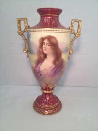 Antique Royal Bonn Porcelain Maiden Handled Vase