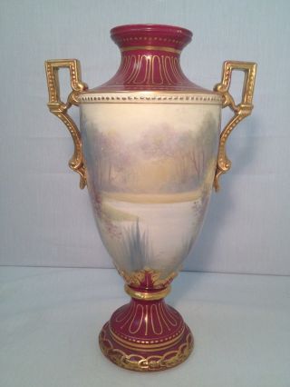 Antique Royal Bonn Porcelain Maiden Handled Vase 2