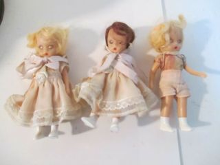 3 Vintage 4 1/2 " Plastic Blinking Dolls