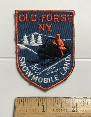 Old Forge York Ny Snowmobile Land Winter Souvenir Embroidered Patch Badge