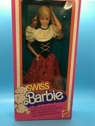 1983 Dolls Of The World Swiss Switzerland Nrfb Superstar Era Barbie Vintage